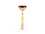 Yellow gold Three-Stone Pear Cut Garnet Ring with Pear  Side Stones in Four-Prong Setting_14