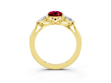 Yellow gold Three-Stone Pear Cut Garnet Ring with Pear  Side Stones in Four-Prong Setting_15