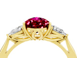 Yellow gold Three-Stone Pear Cut Garnet Ring with Pear  Side Stones in Four-Prong Setting_16