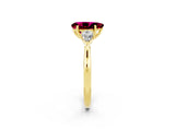 Yellow gold Three-Stone Pear Cut Garnet Ring with Pear  Side Stones in Four-Prong Setting_38