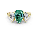 Yellow gold Three-Stone Pear Cut Green Sapphire Braided Band Ring with Four-Prong Setting_12