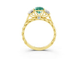 Yellow gold Three-Stone Pear Cut Green Sapphire Braided Band Ring with Four-Prong Setting_15