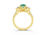 Yellow gold Three-Stone Pear Cut Green Sapphire Pavé Band with Four-Prong Setting_3
