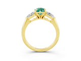Yellow gold Three-Stone Pear Cut Green Sapphire Ring with Pear Side Stones and Four-Prong Setting_3