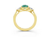 Yellow gold Three-Stone Pear Cut Green Sapphire Ring with Pear  Side Stones in Four-Prong Setting_15