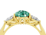 Yellow gold Three-Stone Pear Cut Green Sapphire Ring with Pear  Side Stones in Four-Prong Setting_16