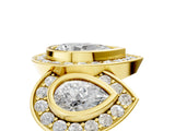 Yellow gold Three-Stone Pear Cut Halo Pavé Diamond Ring_8