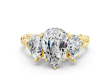 Yellow gold Three-Stone Pear Cut Moissanite Braided Band Ring with Four-Prong Setting_12