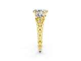 Yellow gold Three-Stone Pear Cut Moissanite Braided Band Ring with Four-Prong Setting_14