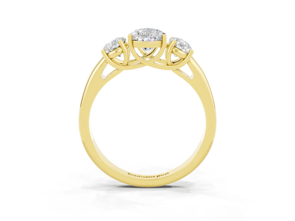 Yellow gold Three-Stone Pear Cut Moissanite Engagement Ring with Prong Setting