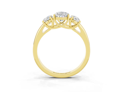 Yellow gold Three-Stone Pear Cut Moissanite Engagement Ring with Prong Setting_3