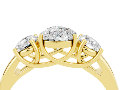 Yellow gold Three-Stone Pear Cut Moissanite Engagement Ring with Prong Setting_4