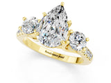 Yellow gold Three-Stone Pear Cut Moissanite Pavé Band with Four-Prong Setting_1