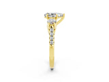 Yellow gold Three-Stone Pear Cut Moissanite Pavé Band with Four-Prong Setting_2