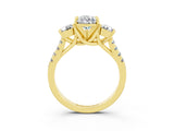 Yellow gold Three-Stone Pear Cut Moissanite Pavé Band with Four-Prong Setting_3