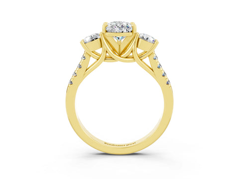 Yellow gold Three-Stone Pear Cut Moissanite Pavé Band with Four-Prong Setting_3