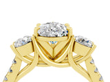 Yellow gold Three-Stone Pear Cut Moissanite Pavé Band with Four-Prong Setting_4