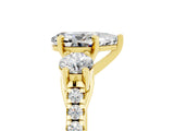 Yellow gold Three-Stone Pear Cut Moissanite Pavé Band with Four-Prong Setting_5