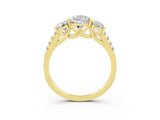 Yellow gold Three-Stone Pear Cut Moissanite Ring with Pavé Band and Prong Setting_15