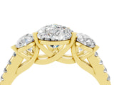 Yellow gold Three-Stone Pear Cut Moissanite Ring with Pavé Band and Prong Setting_16