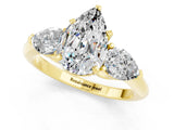 Yellow gold Three-Stone Pear Cut Moissanite Ring with Pear Side Stones and Four-Prong Setting_1