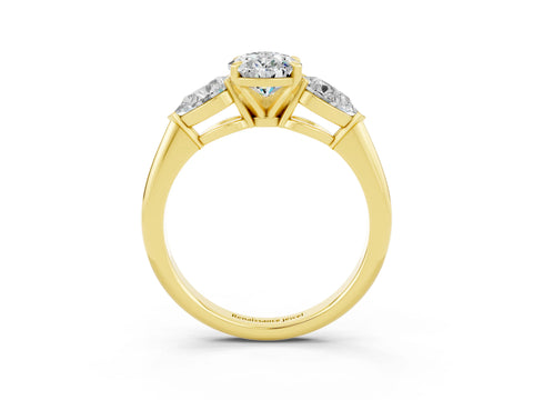 Yellow gold Three-Stone Pear Cut Moissanite Ring with Pear Side Stones and Four-Prong Setting_3