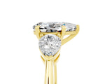 Yellow gold Three-Stone Pear Cut Moissanite Ring with Pear Side Stones and Four-Prong Setting_5