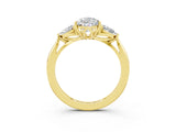 Yellow gold Three-Stone Pear Cut Moissanite Ring with Pear  Side Stones in Four-Prong Setting_15