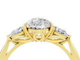 Yellow gold Three-Stone Pear Cut Moissanite Ring with Pear  Side Stones in Four-Prong Setting_16