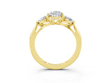 Yellow gold Three-Stone Pear Cut Moissanite Ring with Pear  Side Stones in Four-Prong Setting_39