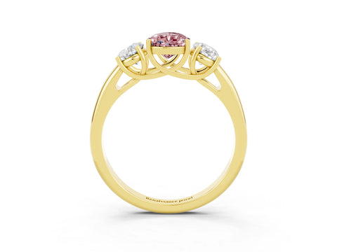 Yellow gold Three-Stone Pear Cut Morganite Engagement Ring with Prong Setting_3