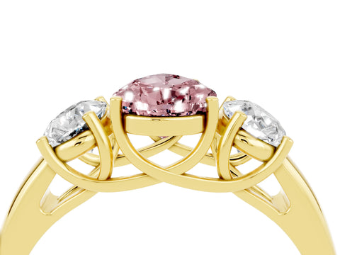 Yellow gold Three-Stone Pear Cut Morganite Engagement Ring with Prong Setting_4