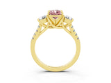 Yellow gold Three-Stone Pear Cut Morganite Pavé Band with Four-Prong Setting_3