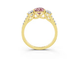 Yellow gold Three-Stone Pear Cut Morganite Ring with Pavé Band and Prong Setting_15