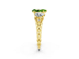 Yellow gold Three-Stone Pear Cut Peridot Braided Band Ring with Four-Prong Setting_14