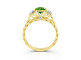 Yellow gold Three-Stone Pear Cut Peridot Braided Band Ring with Four-Prong Setting_15