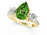 Yellow gold Three-Stone Pear Cut Peridot Pavé Band with Four-Prong Setting_1