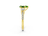 Yellow gold Three-Stone Pear Cut Peridot Pavé Band with Four-Prong Setting_2