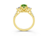 Yellow gold Three-Stone Pear Cut Peridot Pavé Band with Four-Prong Setting_3