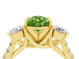 Yellow gold Three-Stone Pear Cut Peridot Pavé Band with Four-Prong Setting_4