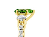 Yellow gold Three-Stone Pear Cut Peridot Pavé Band with Four-Prong Setting_5