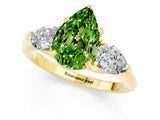 Yellow gold Three-Stone Pear Cut Peridot Ring with Pear Side Stones and Four-Prong Setting_1