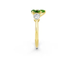 Yellow gold Three-Stone Pear Cut Peridot Ring with Pear Side Stones and Four-Prong Setting_2