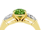 Yellow gold Three-Stone Pear Cut Peridot Ring with Pear Side Stones and Four-Prong Setting_4