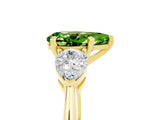Yellow gold Three-Stone Pear Cut Peridot Ring with Pear Side Stones and Four-Prong Setting_5