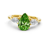 Yellow gold Three-Stone Pear Cut Peridot Ring with Pear  Side Stones in Four-Prong Setting_12