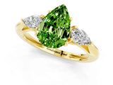Yellow gold Three-Stone Pear Cut Peridot Ring with Pear  Side Stones in Four-Prong Setting_13