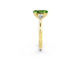 Yellow gold Three-Stone Pear Cut Peridot Ring with Pear  Side Stones in Four-Prong Setting_14
