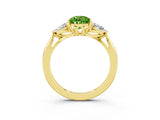 Yellow gold Three-Stone Pear Cut Peridot Ring with Pear  Side Stones in Four-Prong Setting_15