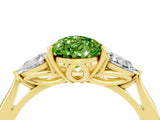 Yellow gold Three-Stone Pear Cut Peridot Ring with Pear  Side Stones in Four-Prong Setting_16